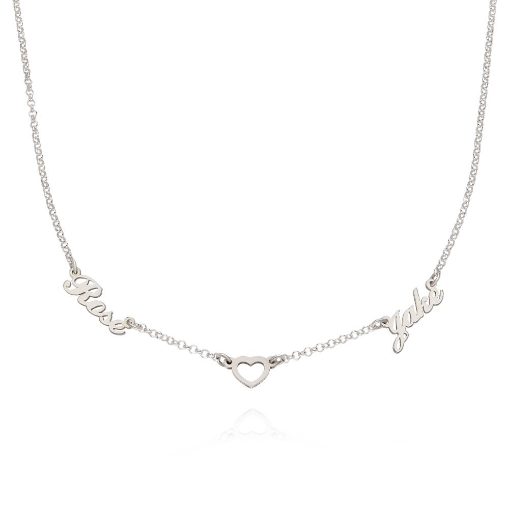 Double Name Necklace with Heart