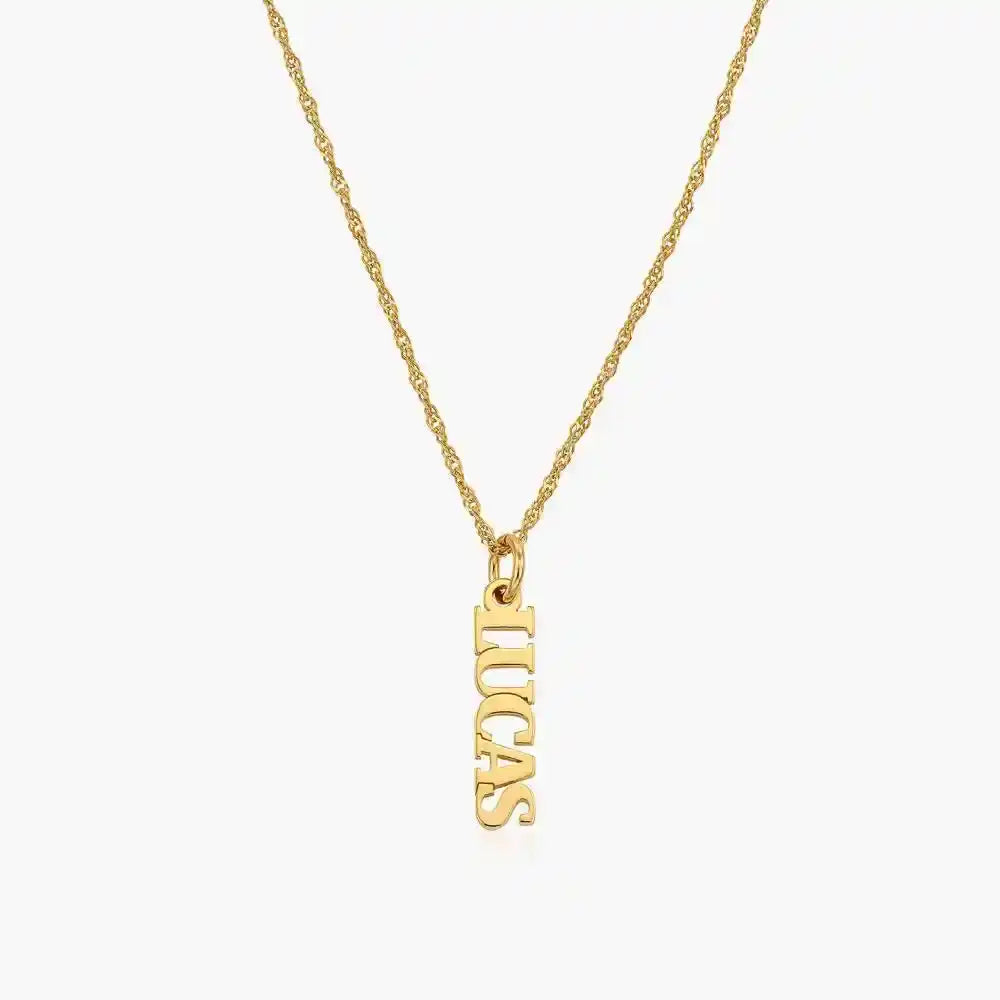 English Capital Vertical Name Necklace.