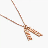 English Capital Vertical Name Necklace.