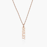 English Capital Vertical Name Necklace.