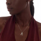 English Capital Vertical Name Necklace.