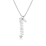 English Cursive Vertical Name Necklace with Diamond.