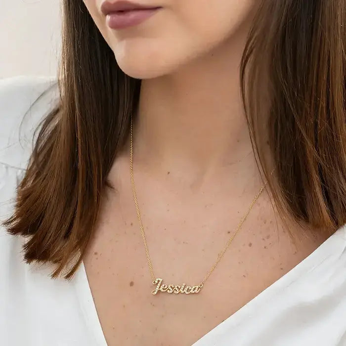 Name necklace with crystals