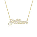 Gold crystal name necklace with sparkling stones