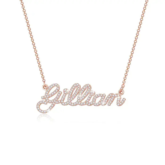 Rose gold crystal name necklace