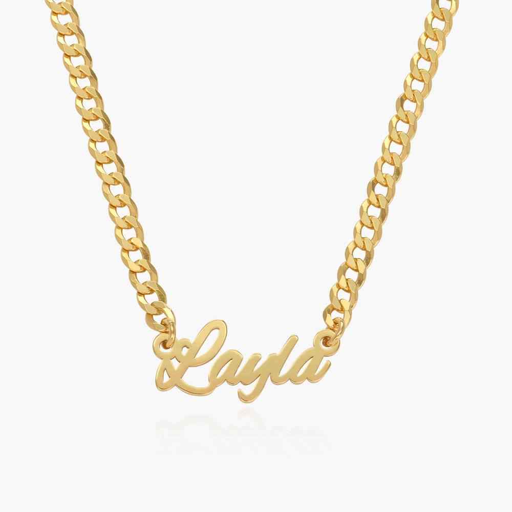 English Cursive Name Necklace With Thick Chain