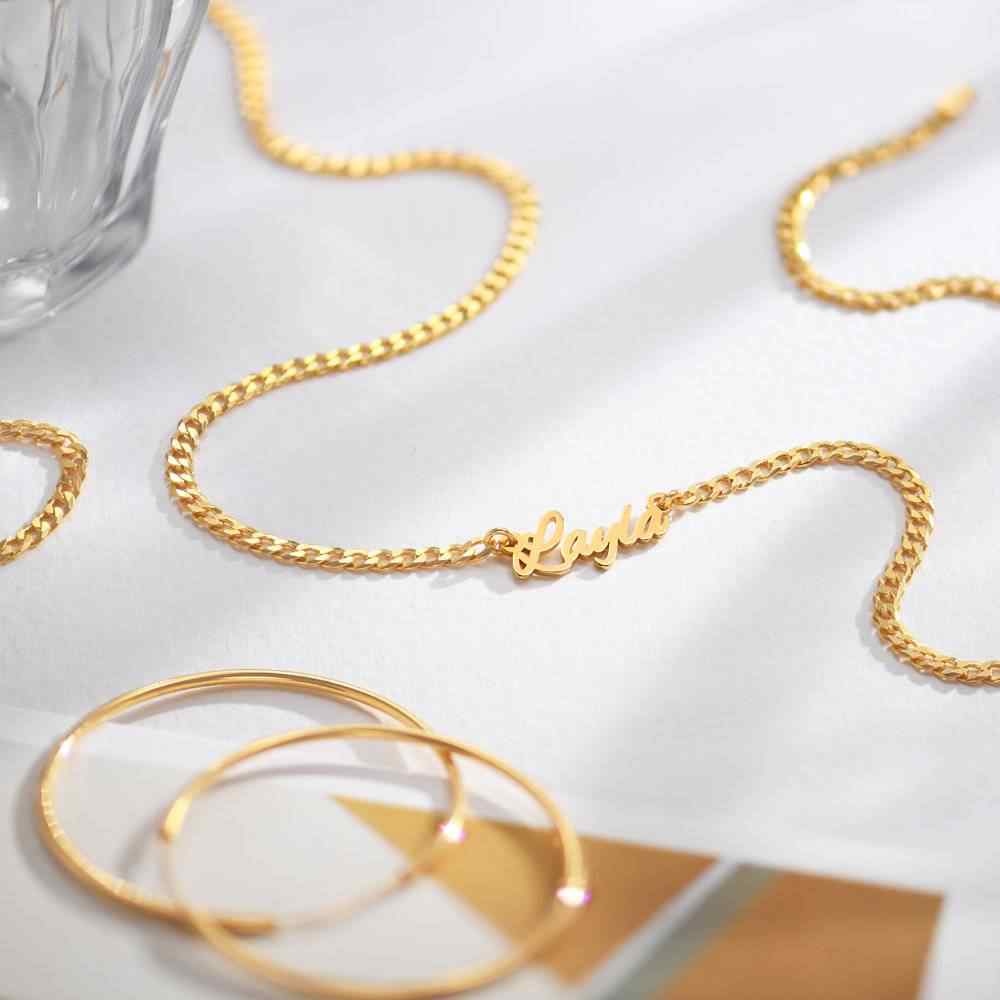 English Cursive Name Necklace With Thick Chain