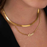English Cursive Name Necklace With Thick Chain.