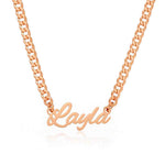 English Cursive Name Necklace With Thick Chain
