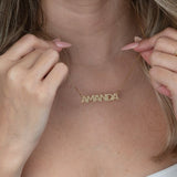 English capital letters name necklace in 18k gold plated