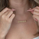 English capital letters name necklace in 18k gold plated