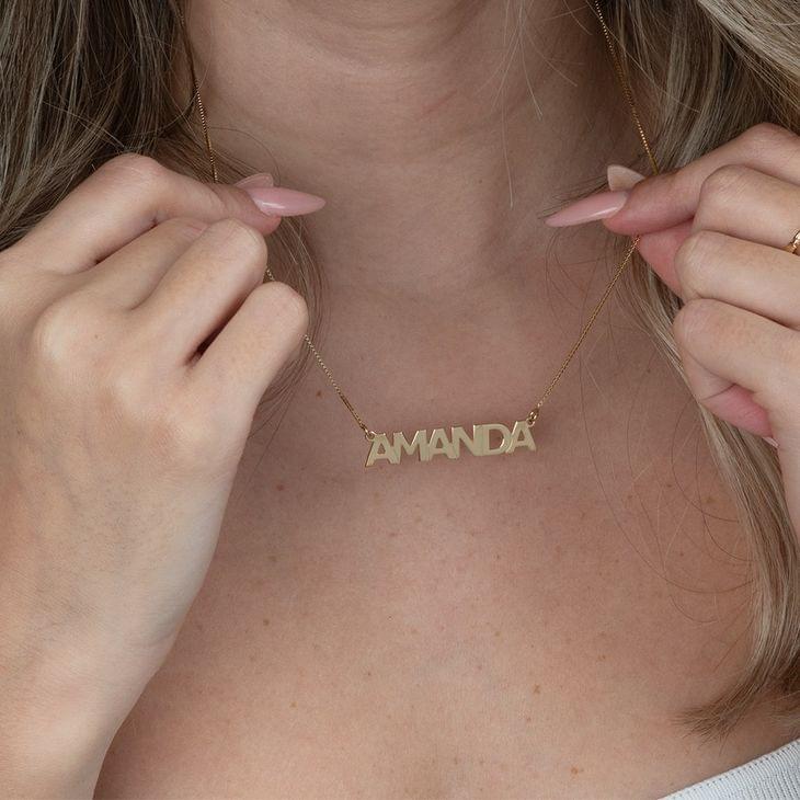 English capital letters name necklace in 18k gold plated