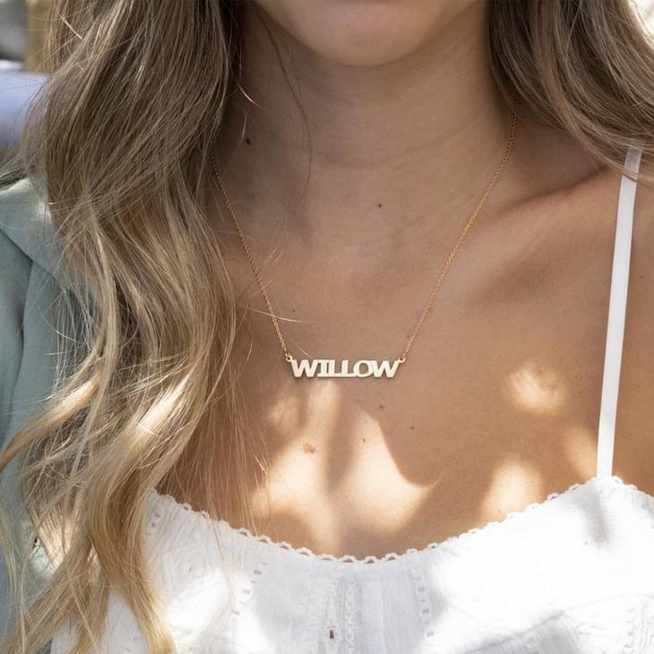 English capital letters name necklace in 18k gold plated