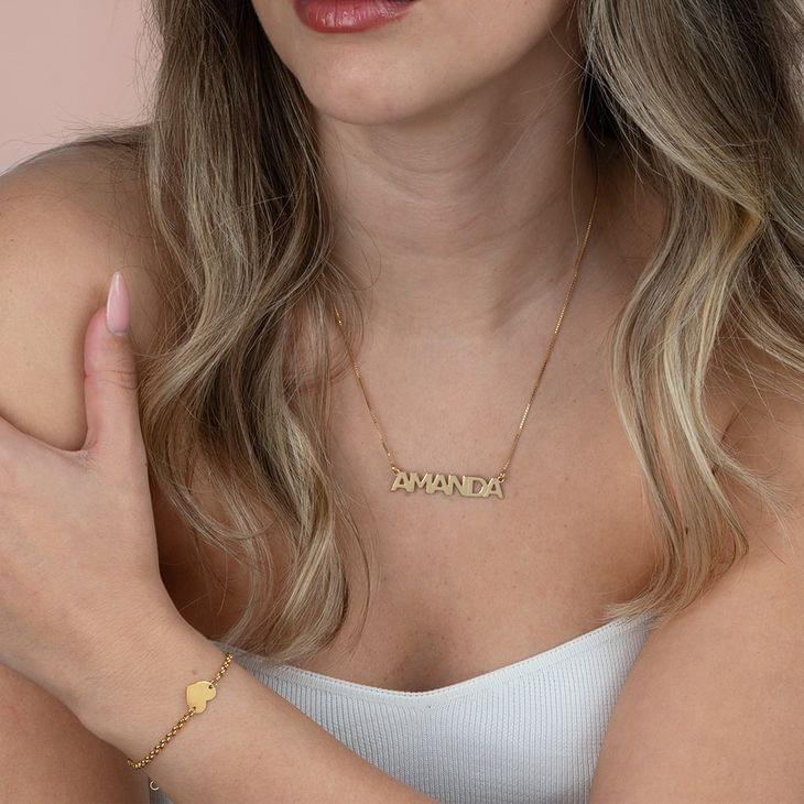 English Capital Letters Name Necklace in 18k gold plating