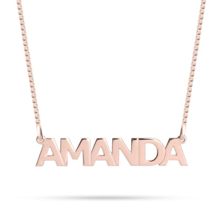 English capital letters name necklace in 18k Rose gold plated