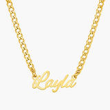 English Cursive Name Necklace With Thick Chain