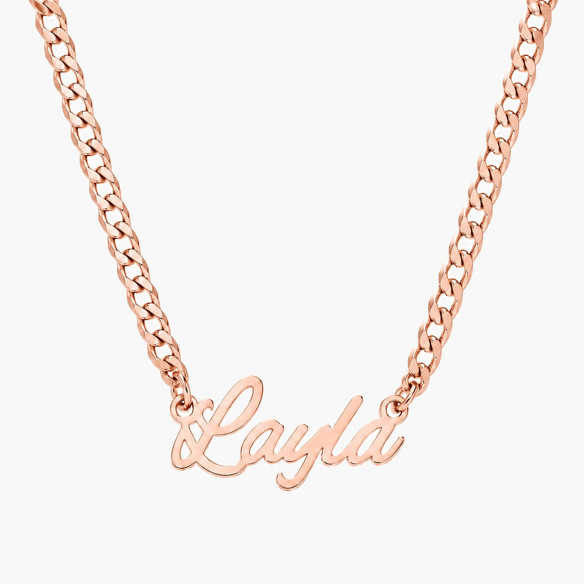 English Cursive Name Necklace With Thick Chain