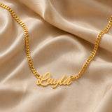 English Cursive Name Necklace With Thick Chain
