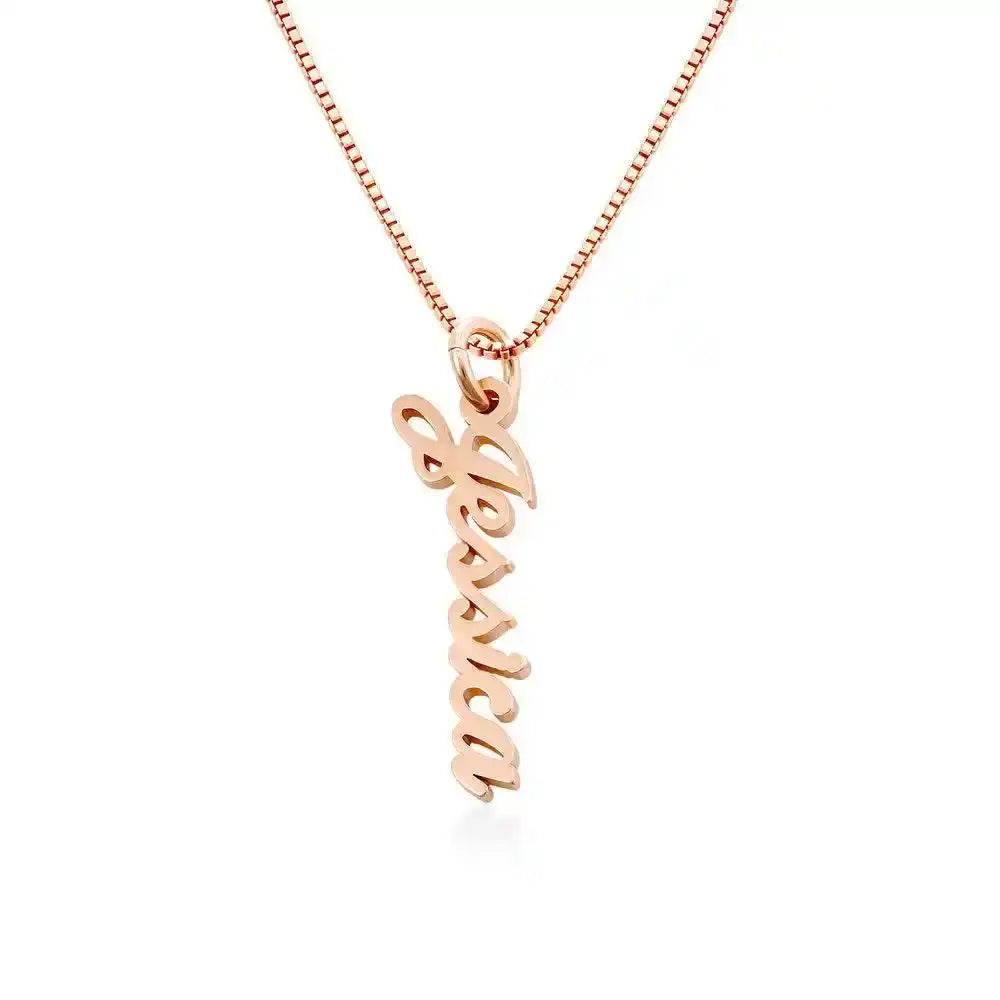 English Cursive Vertical Name Necklace