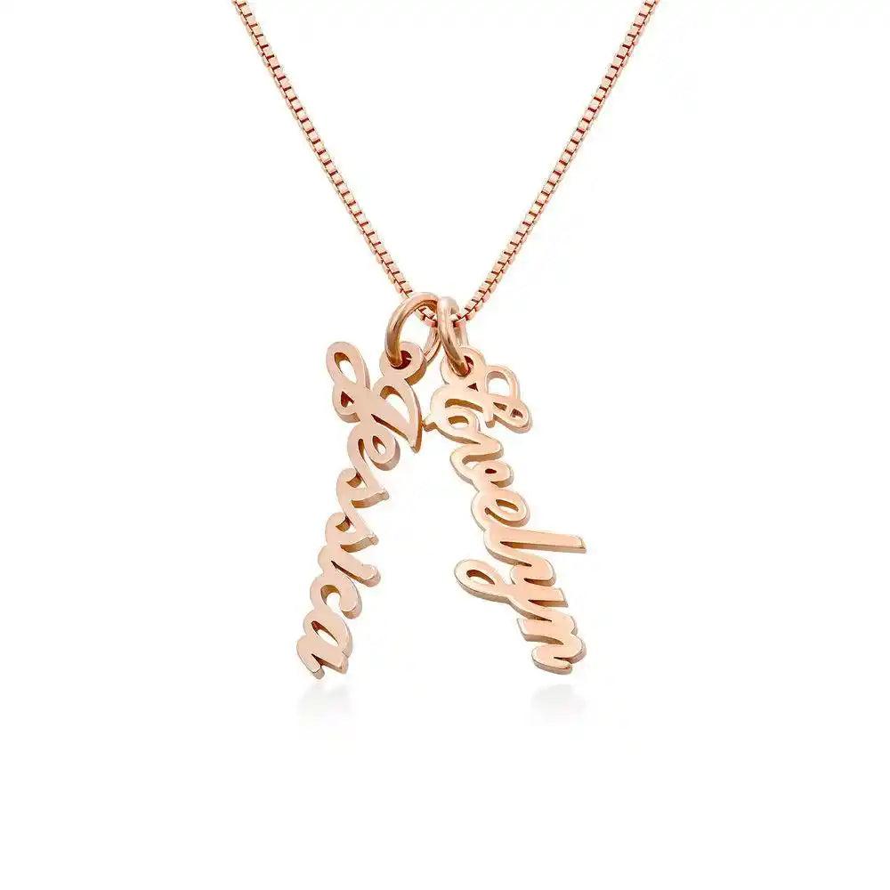 English Cursive Vertical Name Necklace
