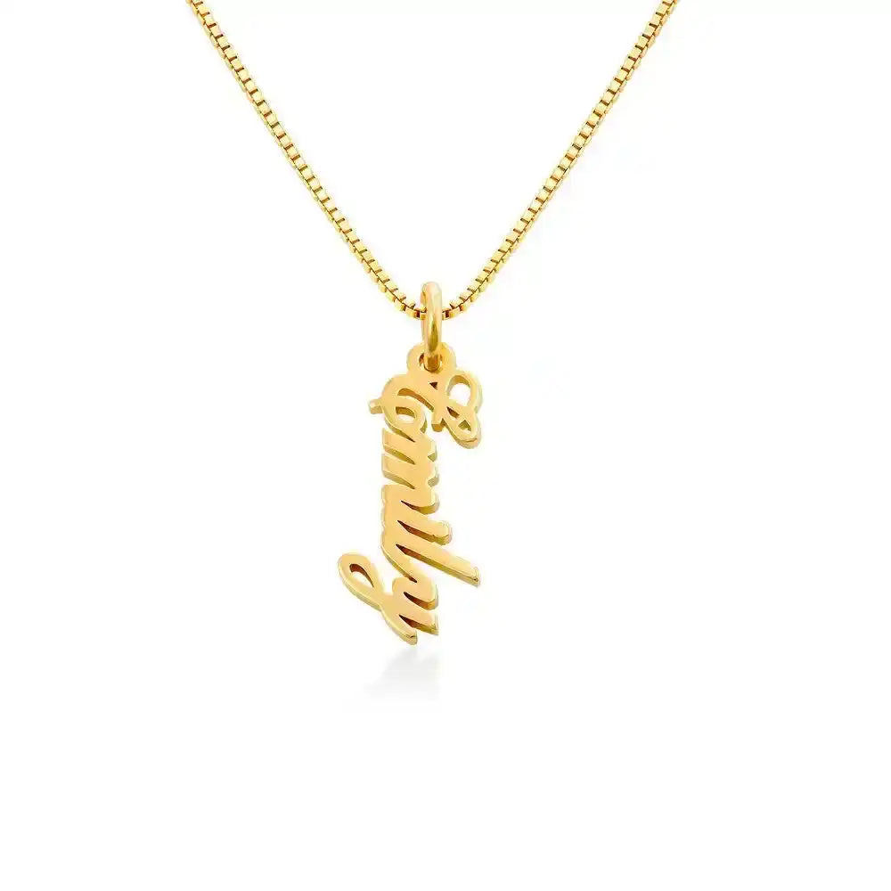 English Cursive Vertical Name Necklace