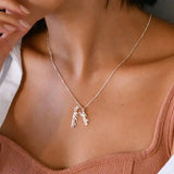 English Cursive Vertical Name Necklace