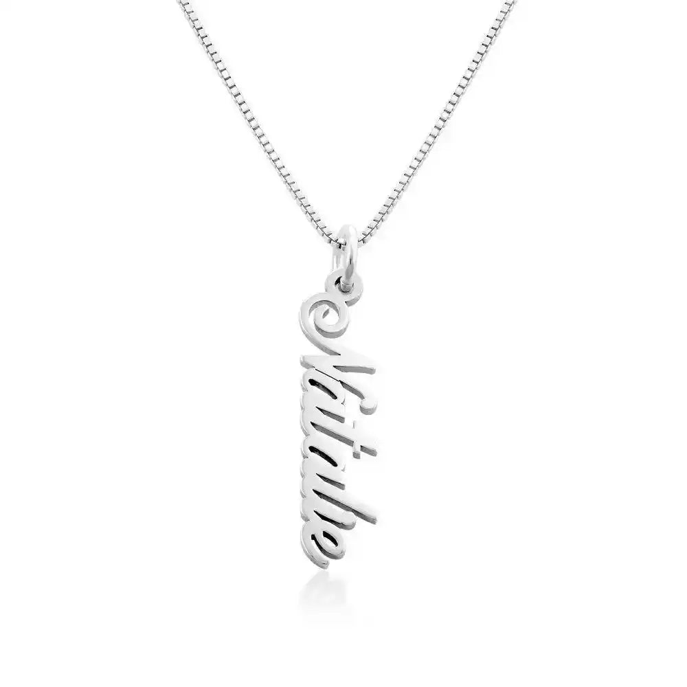 English Cursive Vertical Name Necklace
