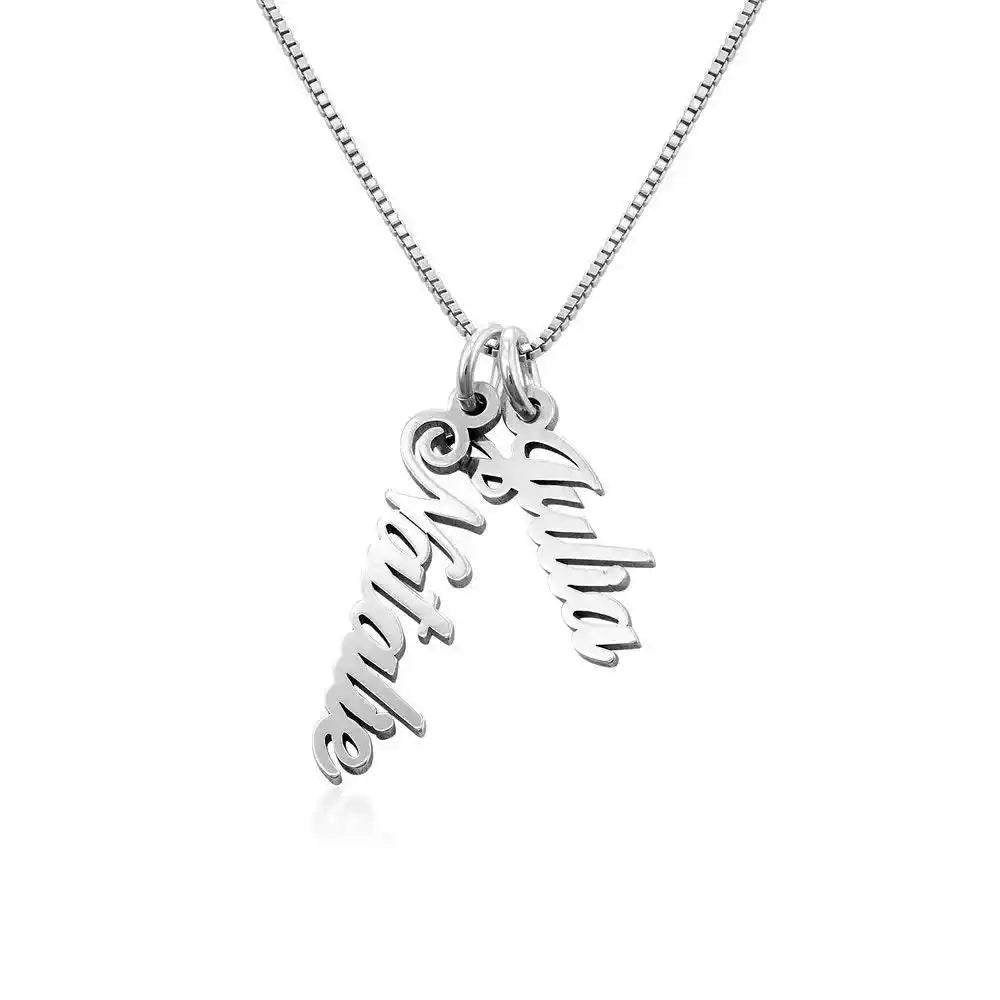 English Cursive Vertical Name Necklace