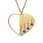Birthstone Heart Necklace with Engraved Names