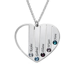 Engraved Heart Necklace Up to 4 Names & Birthstones