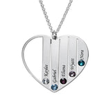 Engraved Heart Necklace Up to 4 Names & Birthstones