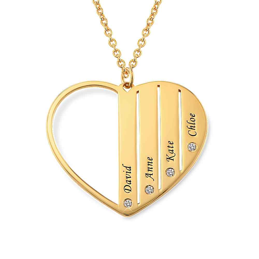 Heart Necklace Upto 4 Names & Diamonds