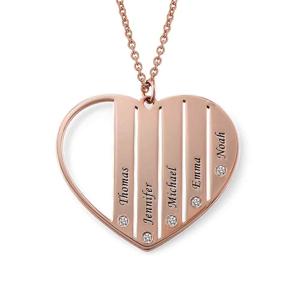 Heart Necklace Upto 4 Names & Diamonds