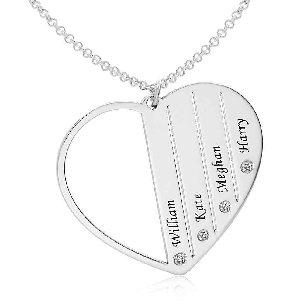 Heart Necklace Upto 4 Names & Diamonds