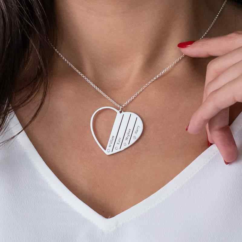 Heart Necklace Upto 4 Names & Diamonds