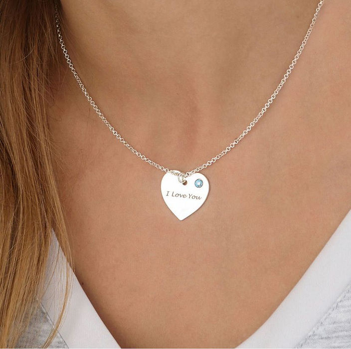 Personalized Heart Pendant with birthstone