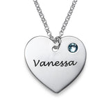Engraved Heart Necklace with Birthstone