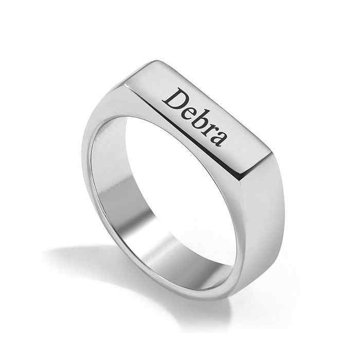Stackable Bar Name Ring
