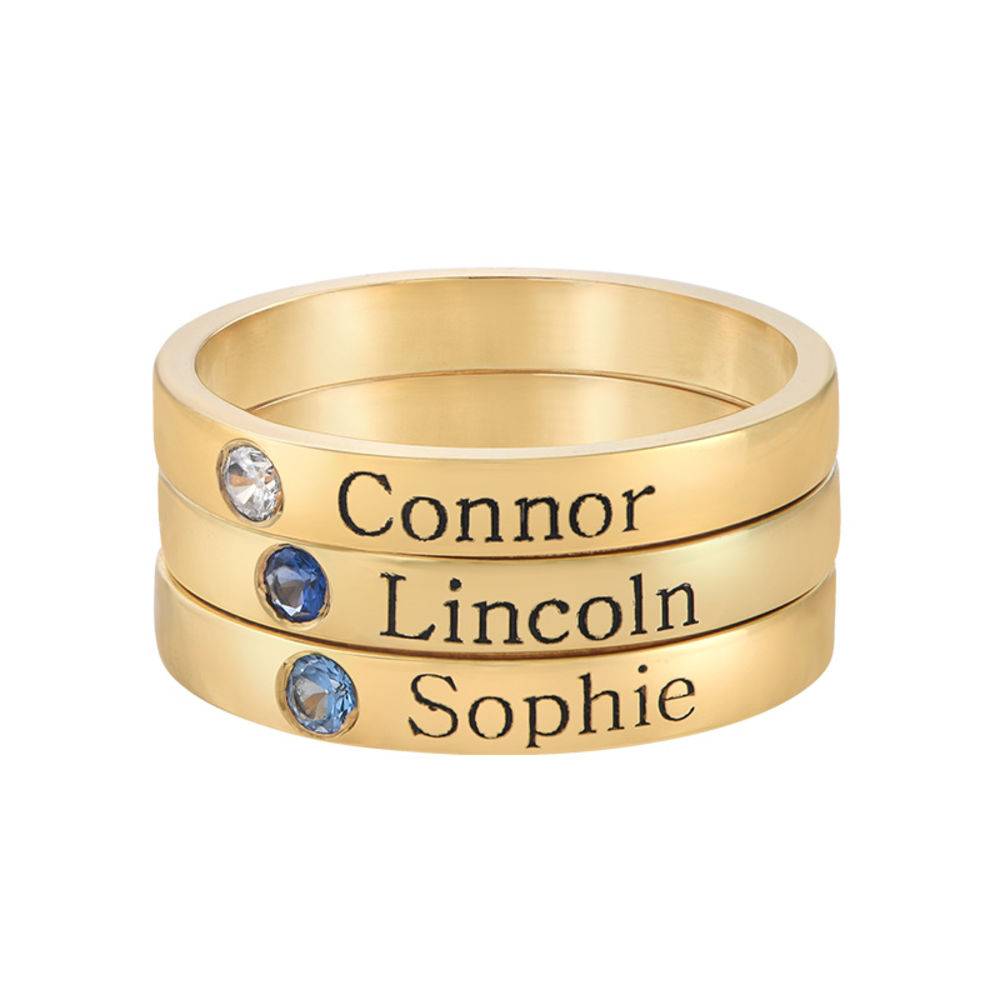 Engraved Thin Band Ring With Birthstone