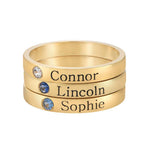 Engraved Thin Band Ring With Birthstone