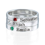 Engraved Thin Band Ring With Birthstone