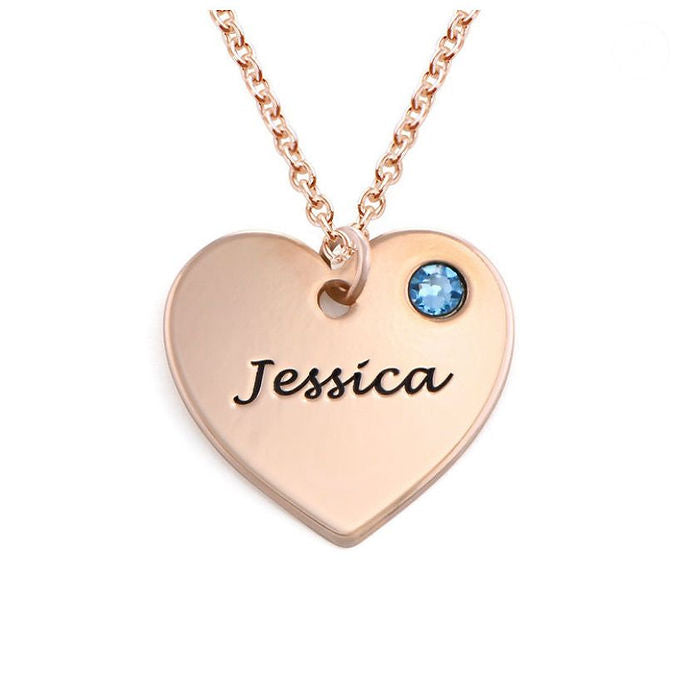 Personalized Heart Necklace With Engraved Name