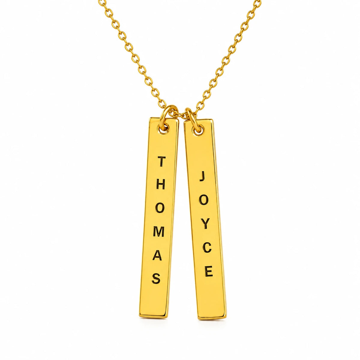 Engraved Vertical Bar Necklace.