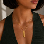Engraved Vertical Bar Necklace.