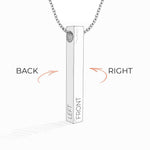 Engraved 3D bar necklace in Sterling silver 925 with diamonds customizable 4-sided personalization pendant inscription guide