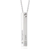 Engraved 3D Bar Necklace with Diamonds
