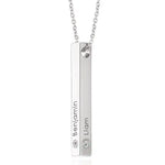 Engraved 3D Bar Necklace with Diamonds