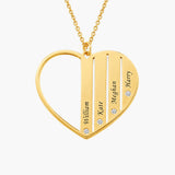 Engraved Heart Necklace Upto 7 Names & Diamonds