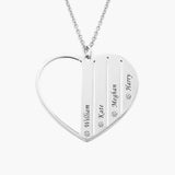 Engraved Heart Necklace Upto 7 Names & Diamonds