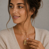 Engraved Vertical Bar Necklace with birthstone.